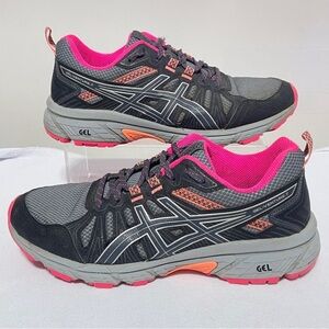 ASICS Sneaker Womens 8 WIDE Gel-Venture 7 Gray Hot Pink Shoes Trainers Low Top